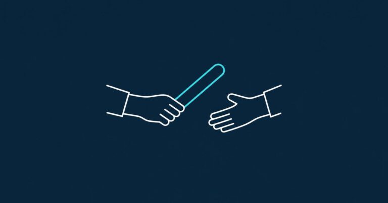 Line-Icon: Übergabe eines Staffelstabs