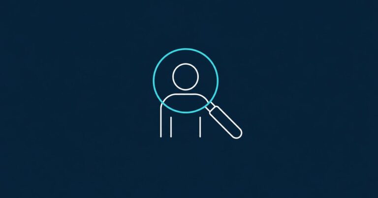 Line-Icon: Lupe über einer Person